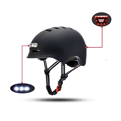KUYOU Scooter Helmet With Light Matt Black