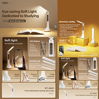 REMAX Time II Series Eye-Caring LED Lam RT-E601 REMAX Time II Series Eye-Caring LED Lam RT-E601