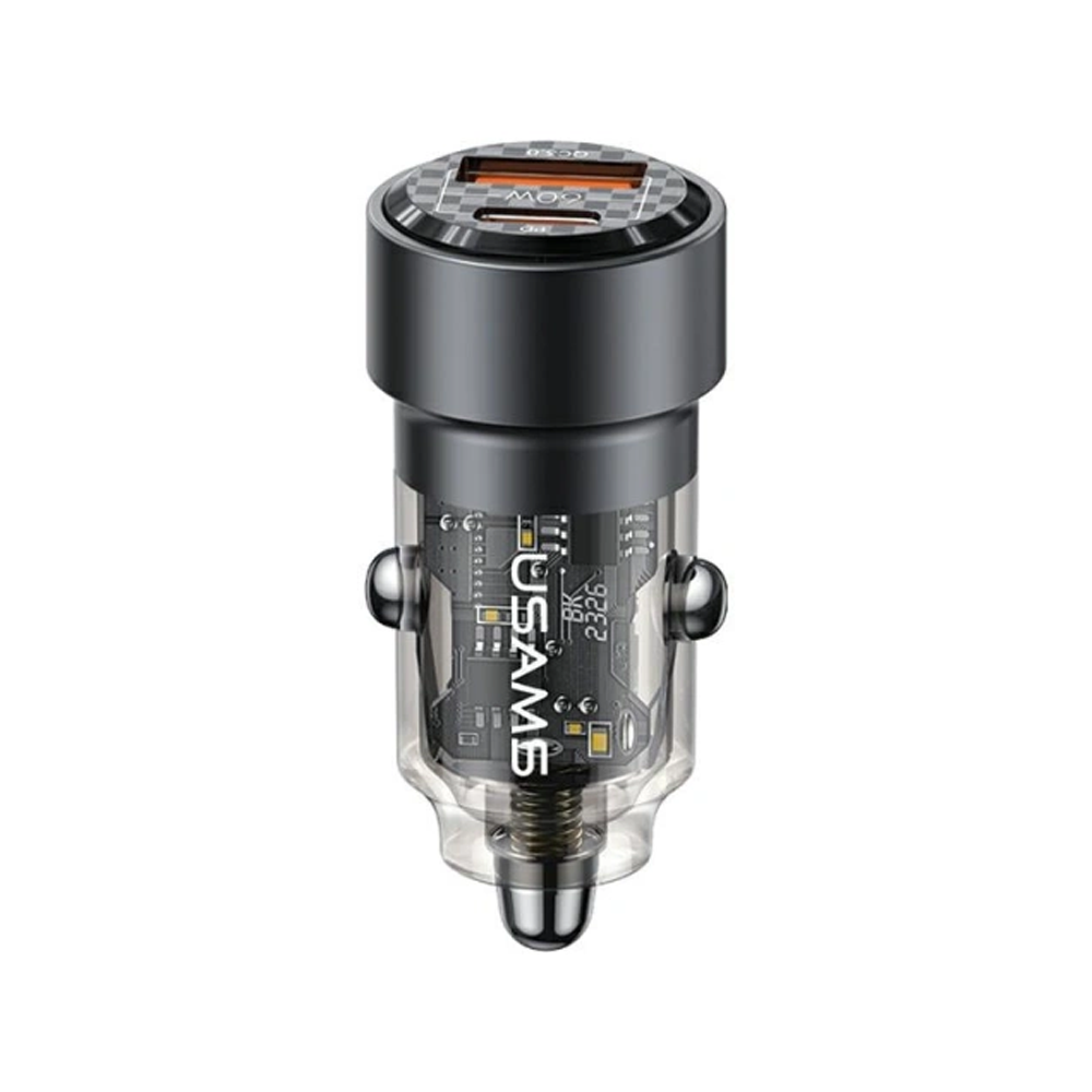 USAMS C39 CAR CHARGER USB-A, USB-C 60W BLACK