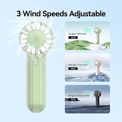 USAMS Handheld Fan High Speed Desk Fan USB Rechargeable Portable Cooling Fan Green ZB288G USAMS Handheld Fan High Speed Desk Fan USB Rechargeable Portable Cooling Fan Green ZB288G