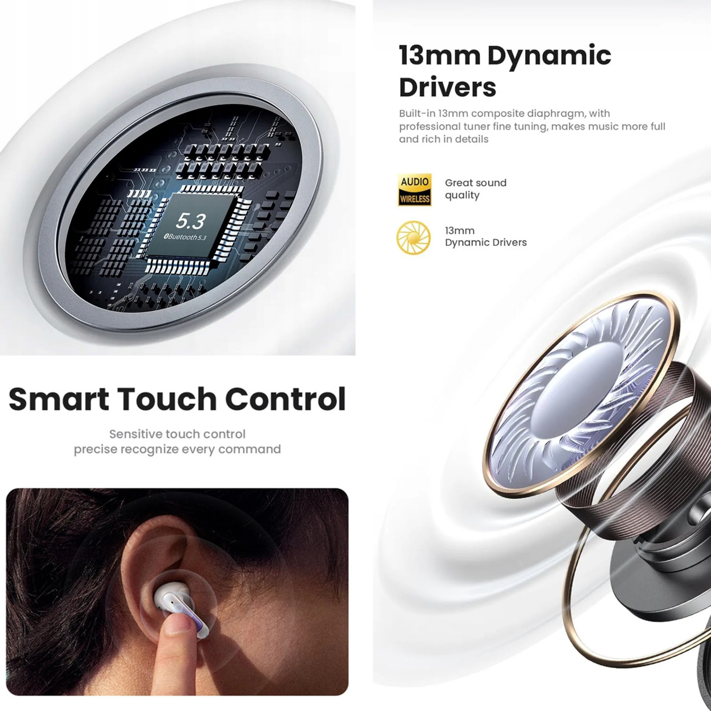 USAMS In-ear Bluetooth Handsfree Headphone with Charging Case White XD19W USAMS In-ear Bluetooth Handsfree Headphone with Charging Case White XD19W