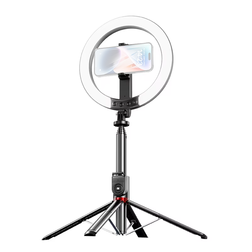 USAMS Livestream Stand with Fill Light – ZB323 10-inch Live Stream Stand With Fill Light 1200mAh Length: 2.3m Black