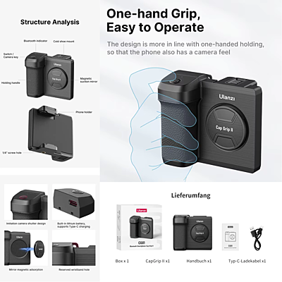 Ulanzi CG01Bluetooth Smartphone Cap Grip II Ulanzi CG01Bluetooth Smartphone Cap Grip II