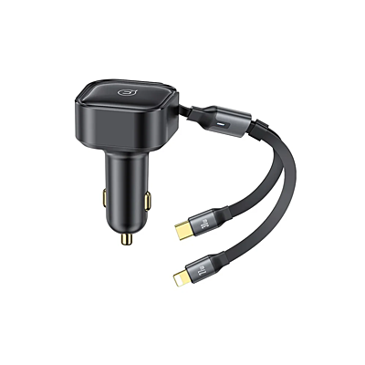 USAMS  C41 PD 30W Phone Fast Charging Car Charger With Type-C / 8 Pin Cable USCC219