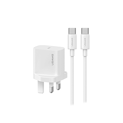USAMS Fast Charger Kit CC227 PD20W Fast Charger +SJ711 60W Type-C To C Cable